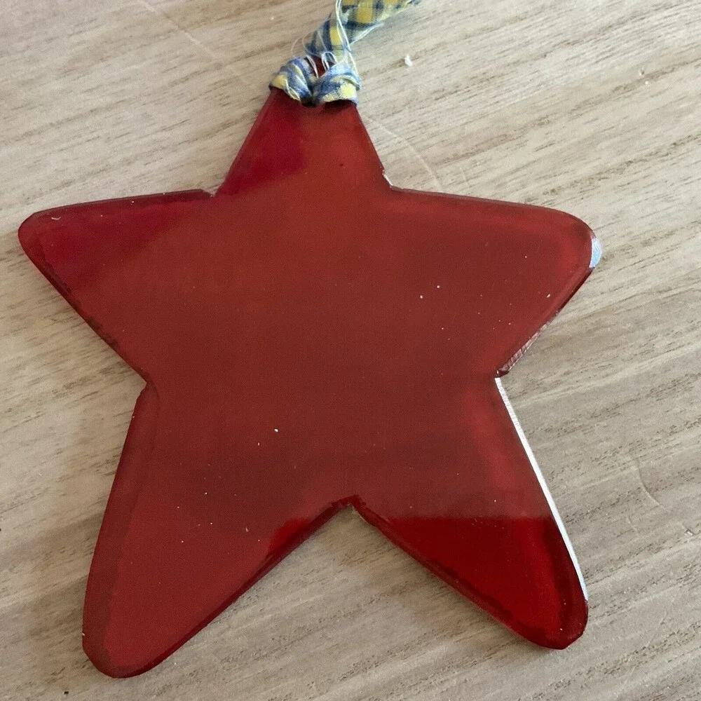 Florida Tourist Souvenir red glass Painted Star CHRISTMAS TREE ORNAMENT